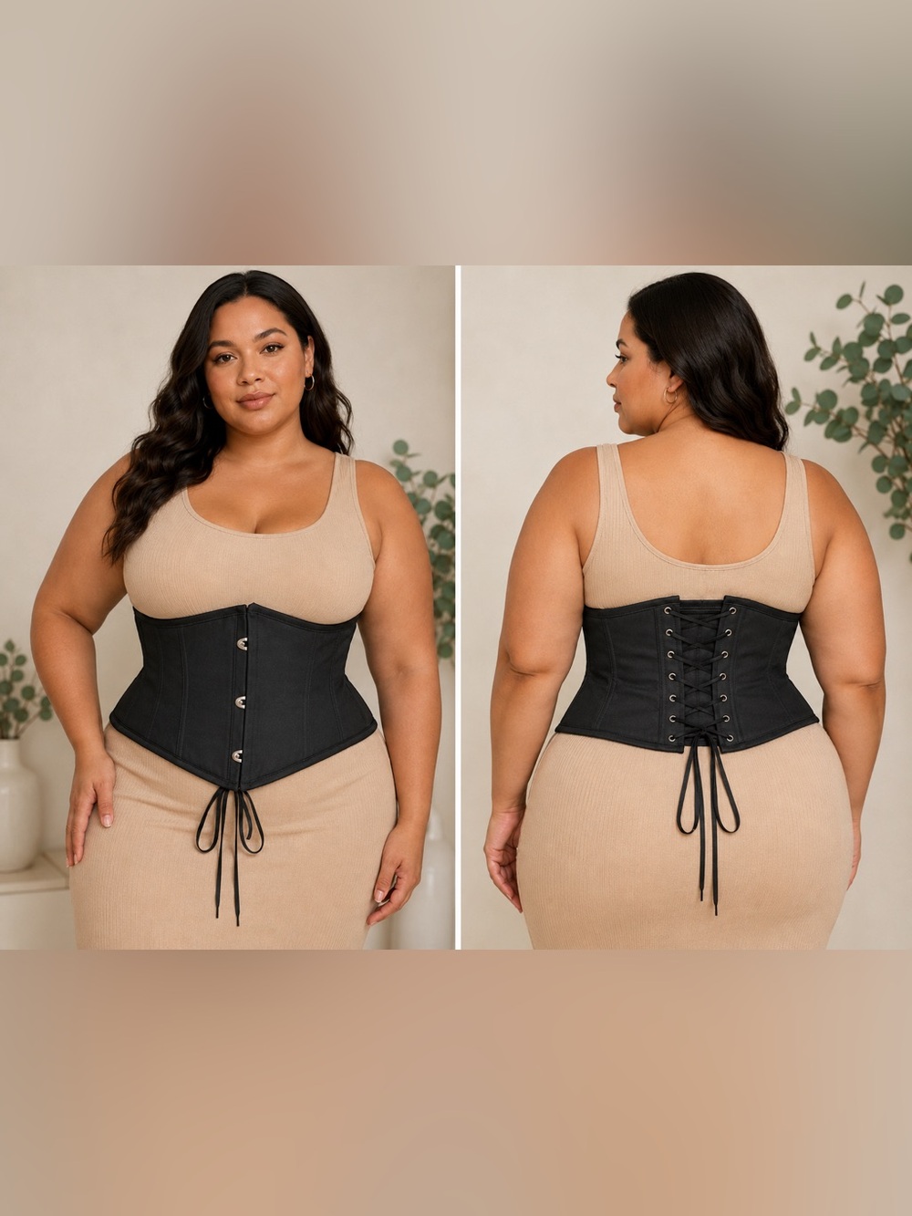 Corsets Island Black Underbust Waist Trainer Corset Belt 4XL New